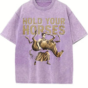 Hold Your Horses Vintage Washed T-Shirt in Purple