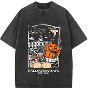 With a Patterned Vintage Washed T-Shirt in Black