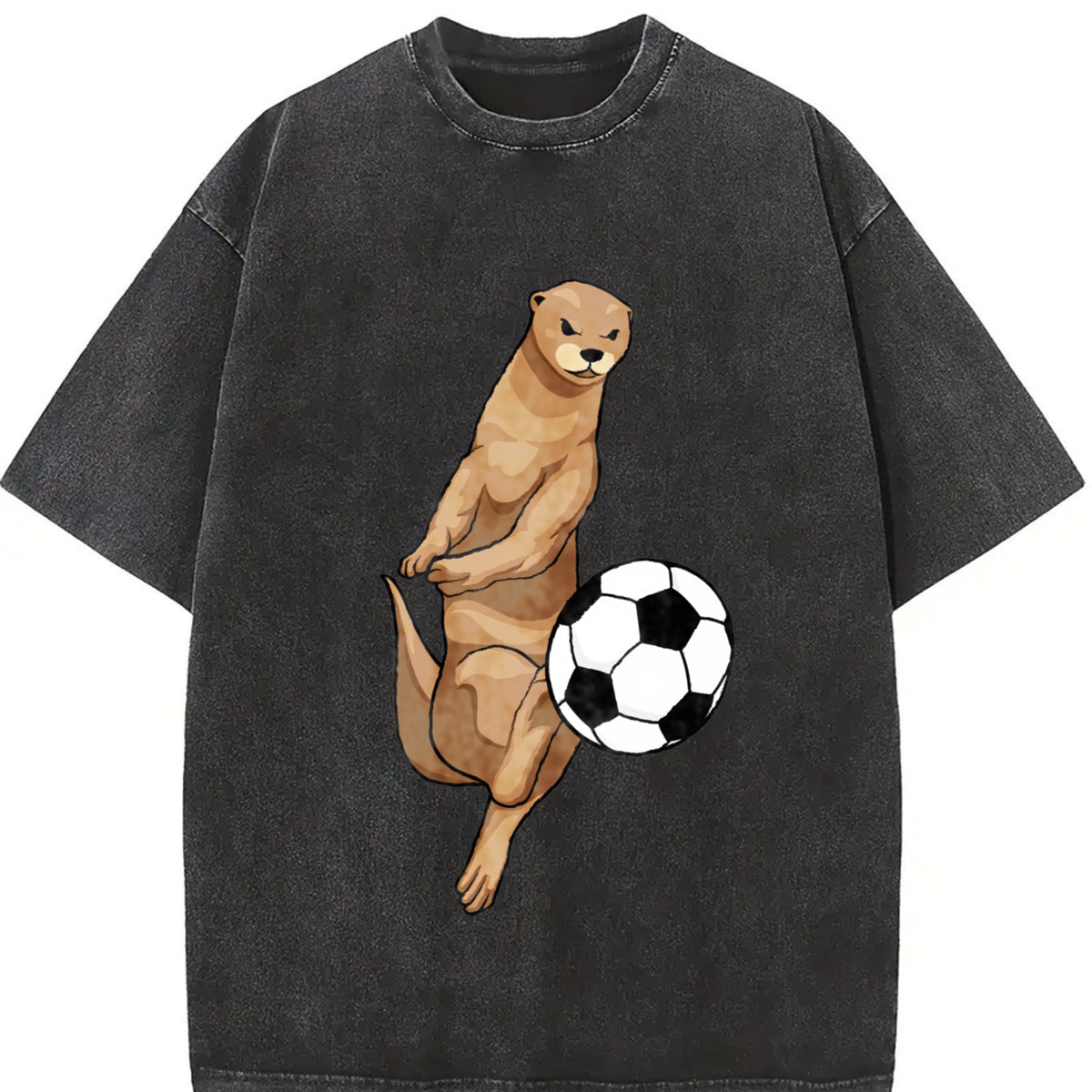 Otter Soccer Vintage Washed T-Shirt in Black