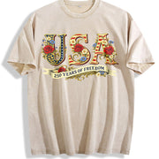 Retro Usa 250th Independence Day Vintage Washed T-Shirt in Beige