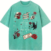 Run Little Mouse Haunting Adeline Dark Romance Book vintage washed oversized T-shirt in Blue