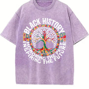 Tree-shaped Life Fun Vintage Washed T-Shirt in Purple