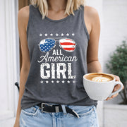 All American Girl Women's Color Cotton Tank Top in Gray