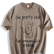 Retro Sarcastic Rabbit 90s Vintage Washed T-Shirt in Brown