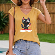 Elegant & Edgy Oops Black Cat Whoops Tank Women's Color Cotton Tank Top in Yellow