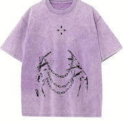 Chain of Judgement Kurapika Hunter x Hunter Anime vintage washed oversized T-shirt in Purple