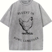 Chicken Short-sleeve Vintage Washed T-Shirt in Gray