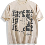 Custome NAME Retro Bachelorette Bride Vintage Washed T-Shirt in Beige