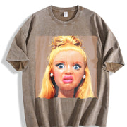 & Retro Doll with Doll Vintage Washed T-Shirt in Brown