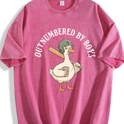 Boy Mom Goose Outnumbered by Boys Baseball Vintage Washed T-Shirt in Red