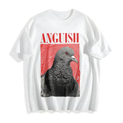 Anguish Bird Retro Cotton T-Shirt in White