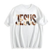 Brushstroke Cow Jesus Cotton T-Shirt in White