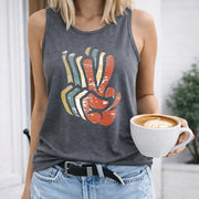 Colorful Abstract Hand Regular Women's Color Cotton Tank Top in Gray