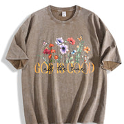 GOD IS GOOD Floral 1pc Vintage Washed T-Shirt in Brown