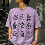 Animals Playing Music Vintage Washed T-Shirt in Purple