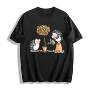 Hedgehog & Hearts with Hedgehog Love Cotton T-Shirt in Black