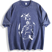 Tengen Uzui Sound Breathing Vibe for Guys vintage washed oversized T-shirt in Blue
