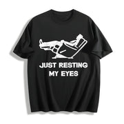 Just Resting My Eyes Sarcastic for Dad Joke Classic Dad Cotton T-Shirt in Black