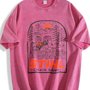 STIHL Chainsaw Forest Vintage Washed T-Shirt in Red