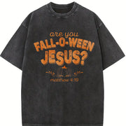 Fall-O-Ween Jesus vintage washed oversized T-shirt in Black