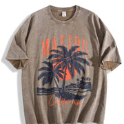 Of a Retro Malibu California Vintage Washed T-Shirt in Brown
