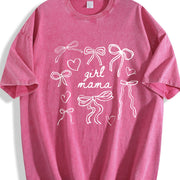 Girl Mama Coquette Bows vintage washed oversized T-shirt in Red