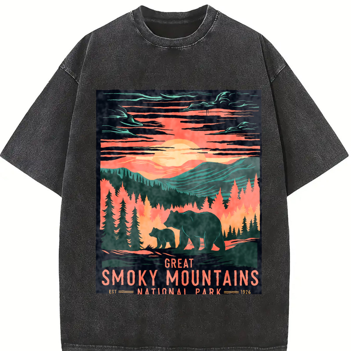 A Short-sleeved for a Bear Vintage Washed T-Shirt in Black