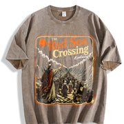 Red Sea Crossing Moses Christian Bible Story Faith Vintage Washed T-Shirt in Brown