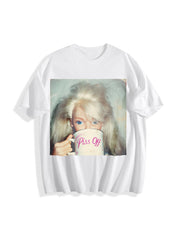 Creepy Doll Coffee Cotton T-Shirt in White