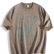 Wildflowers 90s Retro Block Peonies Vintage Washed T-Shirt in Brown