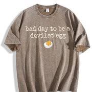 Bad Day To Be A Deviled Egg Thanksgiving Dinner vintage washed oversized T-shirt in Brown