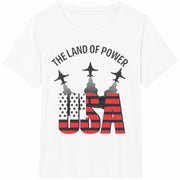 4th of July Patriotic America Cotton T-Shirt in White
