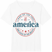 America Land of the Free Because of the Brave Cotton T-Shirt in White