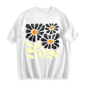 Wash Floral Cotton T-Shirt in White