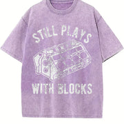 Still Plays with Blocks Vintage Washed T-Shirt in Purple