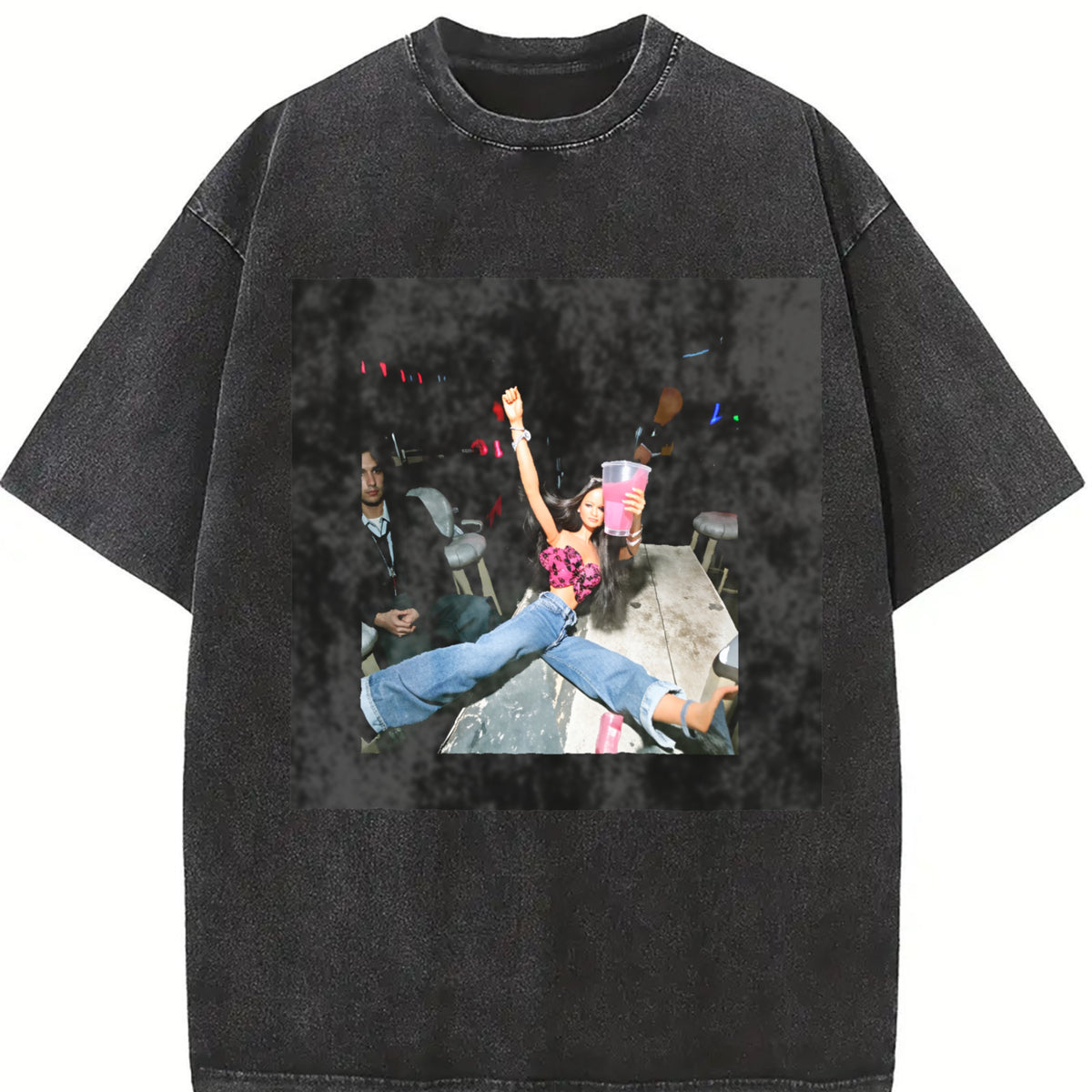 Party Doll Falling Vintage Washed T-Shirt in Black