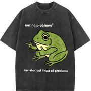 Frog Me No Problemo Narrator: But It Was All Problemo vintage washed oversized T-shirt in Black
