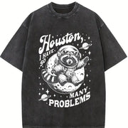 Houston I Have So Many Problems Vintage Washed T-Shirt in Black