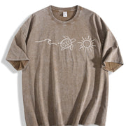 Ocean Turtle Sun Beach vintage washed oversized T-shirt in Brown