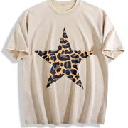 Five-Pointed Star vintage washed oversized T-shirt in Beige
