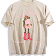 Hold On Partner I'm Growing A Little Buckaroo Cowboy Baby vintage washed oversized T-shirt in Beige