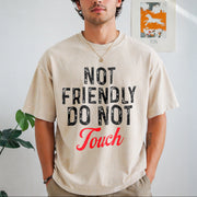 Not Friendly Do Not Touch Vintage Washed T-Shirt in Beige