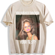 Test Day Teacher State Testing Vintage Washed T-Shirt in Beige