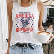 United States of America Since 1776 Women's Color Cotton Tank Top in White
