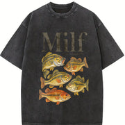 Man I Love Fisht Meme Fish Vintage Washed T-Shirt in Black