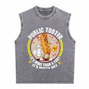 Public Tooter Inappropriate Embarrassing Adult Humor Vintage Washed Tank Top in Gray