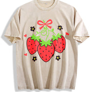 A Short-sleeved Ideal for Laid-back Outings Vintage Washed T-Shirt in Beige