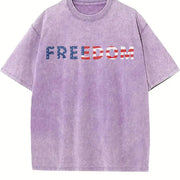 Freedom American Flag Vintage Washed T-Shirt in Purple