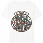 Peace Love Retro Cotton T-Shirt in White