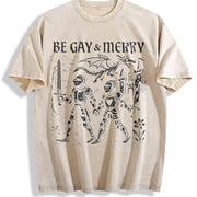 Be Gay & Merry Medieval Vintage Washed T-Shirt in Beige